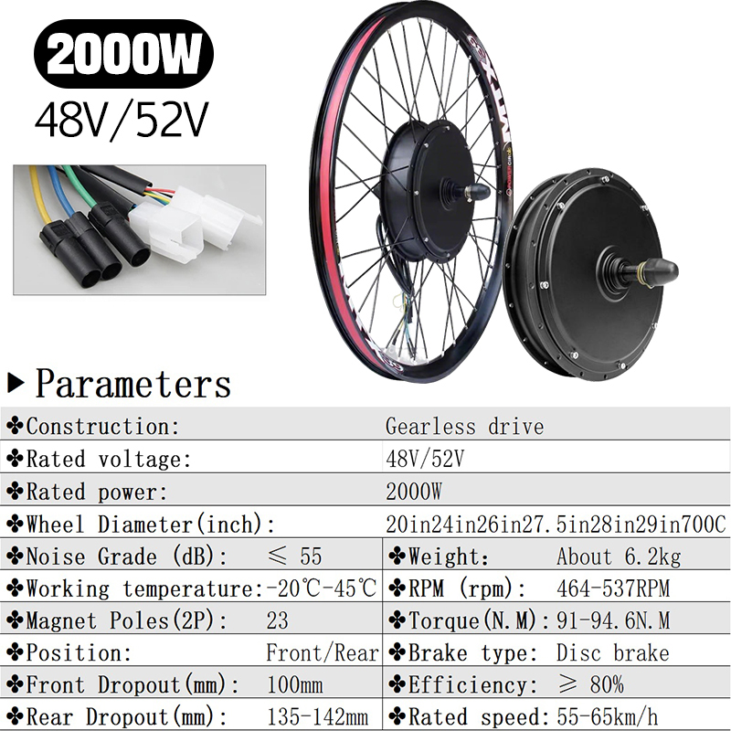 5000W E-Bisiklet Dönüşüm Kiti  - Gearless Hub Motor Conversion Kit 2000W With Display incelemesi ve fiyatı